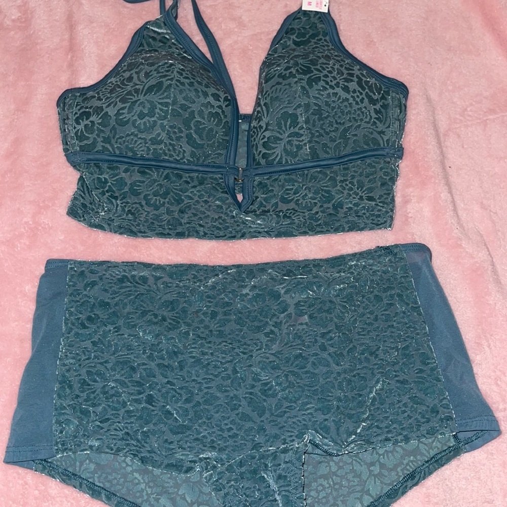 Teal blue set bralette medium